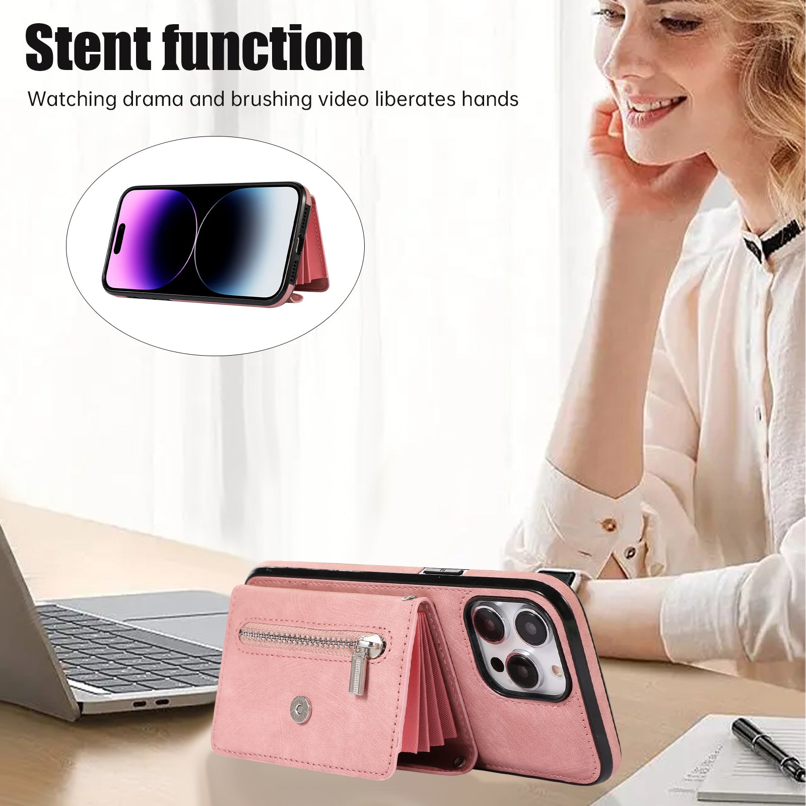 For iPhone 14 Pro PU Leather+TPU Scratch Proof Phone Case Kickstand Cover with RFID Blocking Card Bag For iPhone 14 Pro PU Leather+TPU Scratch Proof Phone Case Kickstand Cover with RFID Blocking Card Bag